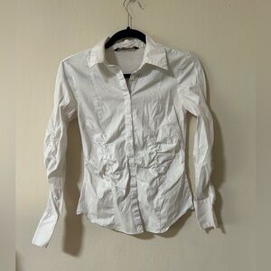 Zara Basic White Collared Button Shirt